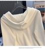 Plus Size 240 Jin Loose Fit Drawstring Hooded Long Sleeve Women's T-shirt - Spring/Autumn Slimming Base Top