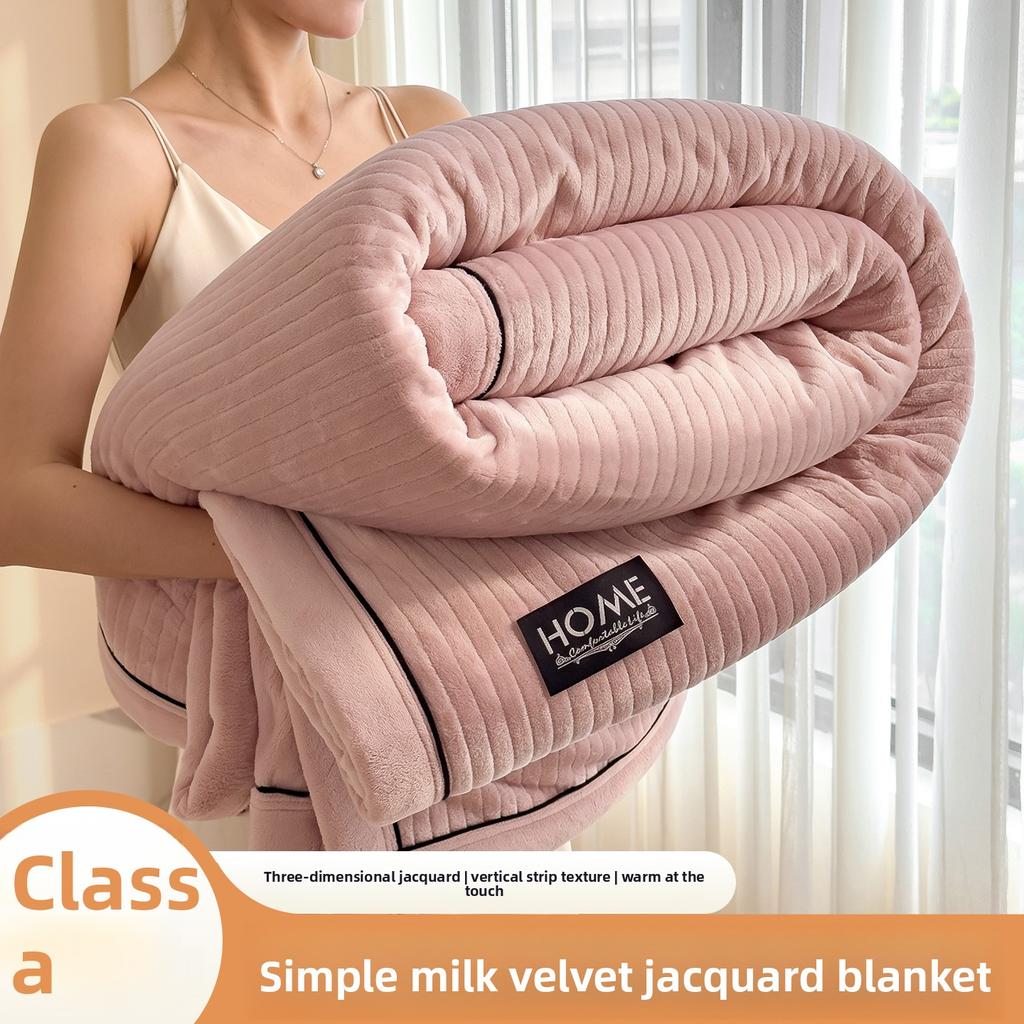 Milk Velvet Warm Autumn Winter Blanket Solid Color Soft Plush Throw Blanket for Sofa Nap Skin Friendly Single Double Bed Blanket
