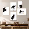 Cute Peekaboo Black Cat Portrait Canvas Painting Print Animal Poster Cat On Toilet Wall Art Picture for Bathroom Home Decoration