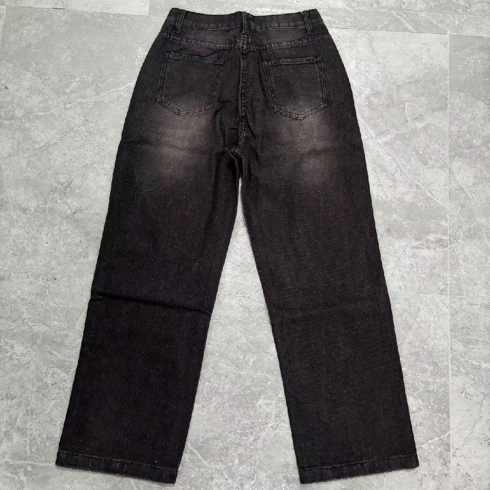 Женские винтажные джинсы из вываренного денима, со средней посадкой, широкими штанинами, повседневные, полной длины, мешковатые джинсовые брюки