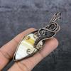 Natural Yellow Septarian Copper Wire Wrap Gift Jewelry Pendant 3.55" H1l40