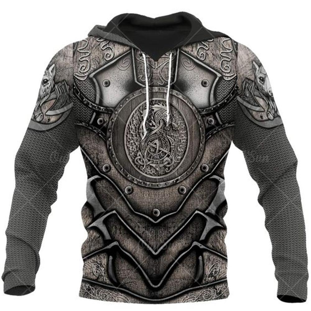 Vintage Hoodies Men'S Hoodie 3d Medieval Armor Print Pullover Oversized Men Clothing Tops Male Spring Fall Loose Vintage Clothes