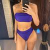 Sexy Bandeau High Leg Cut Female Swimsuit High Waist Bikini Women Swimwear Two-pieces Bikini Set Bather Bathing Suit Swim