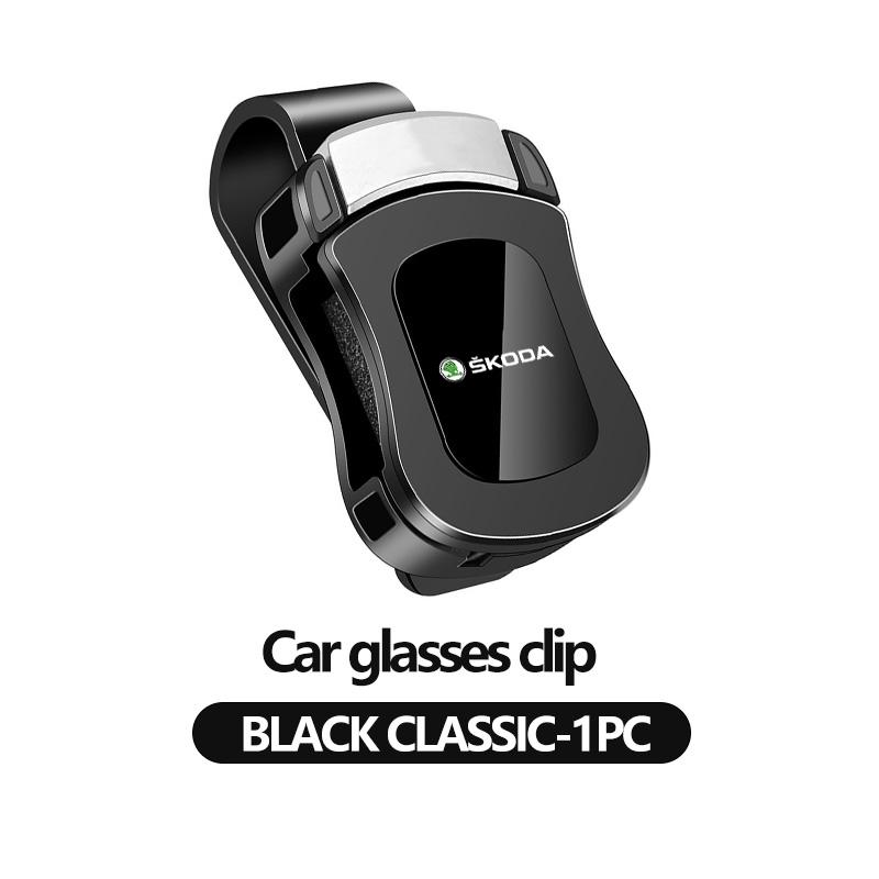 htgks6 Fashion Car Sun Visor Glasses Clip Eyeglasses Storage Holder Auto Accessories For Skoda Kamiq MK3 Roomster Rapid Kodiaq Karoq