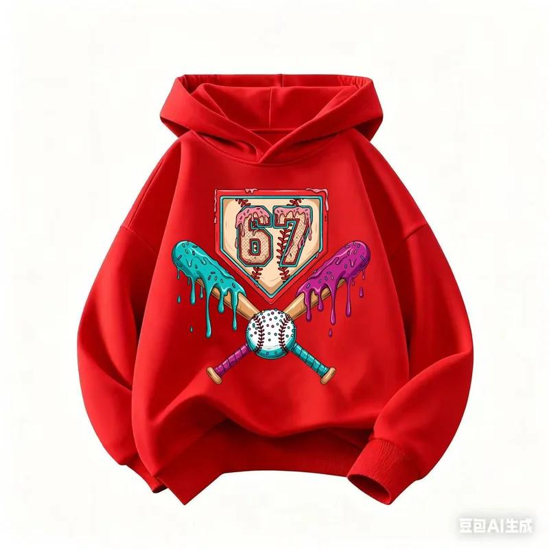 67 Kid Ice Cream Drip Meme Funny Six Seven Gen Alpha Slang Hoodies 6-7 Boys Girls Winter Hoodies