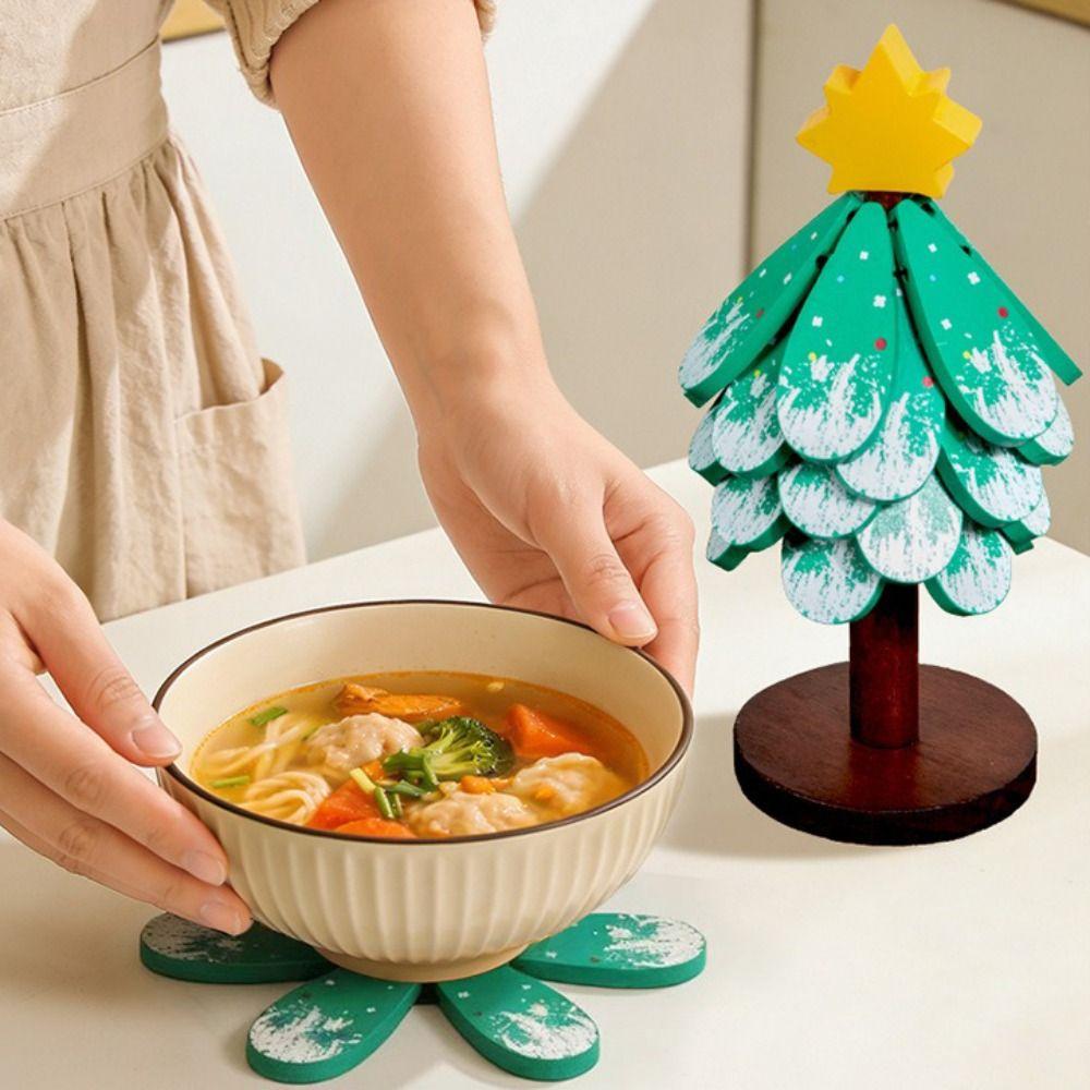 Wood Wooden Trivet Anti-Scalding Pot Holder Decorative Heat-Resistant Mat Kitchen Use