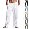 Men's Casual Linen Breathable Comfortable Loose Drawstring Beach Tracksuit Pants for Men