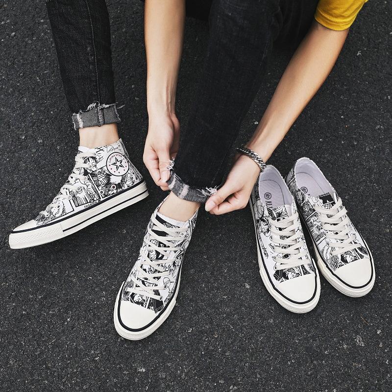 Повседневная мужская обувь Tide One Piece Cartoon High And Low Top Canvas Shoes Men Board Shoes Men