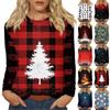 Рубашки с длинным рукавом для женщин, милые футболки с принтом на Рождество, блузки, повседневные топы больших размеров, пуловеры