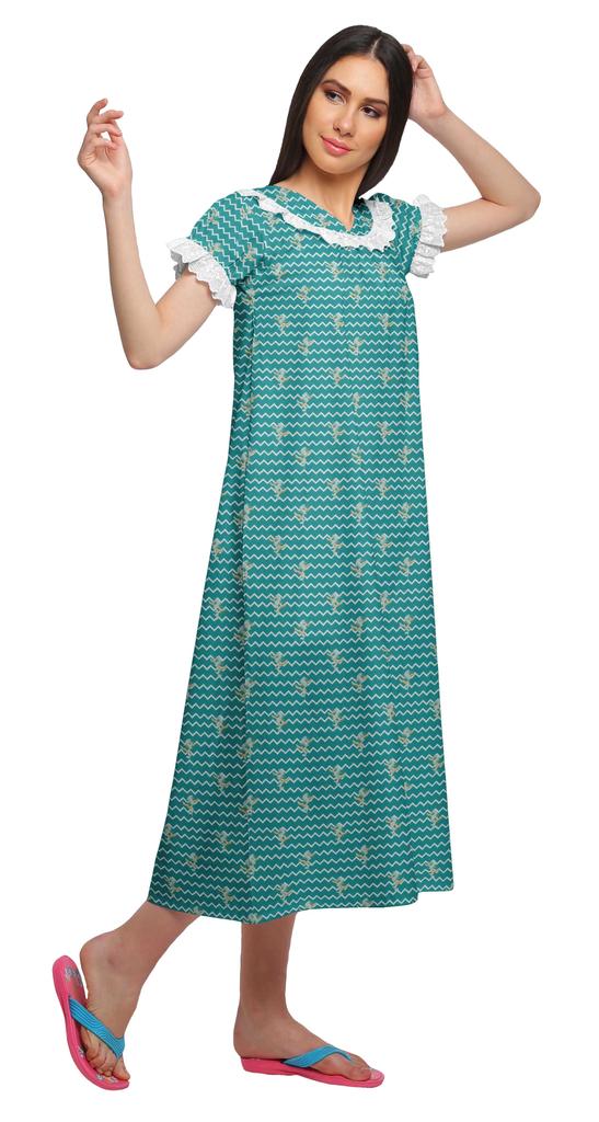 Moomaya Женская ночная рубашка с V-образным вырезом для кормления, хлопковая ночная рубашка А-силуэта с принтом