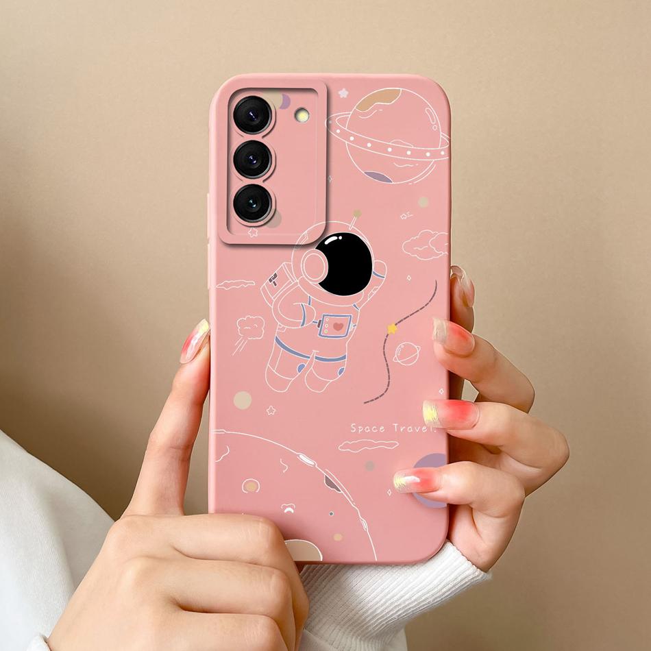 Case For Samsung S22 Ultra Plus Floral Liquid Silicone Camera Protection Back Cover For Galaxy S 22 S22Ultra S22+ Coque Bumper