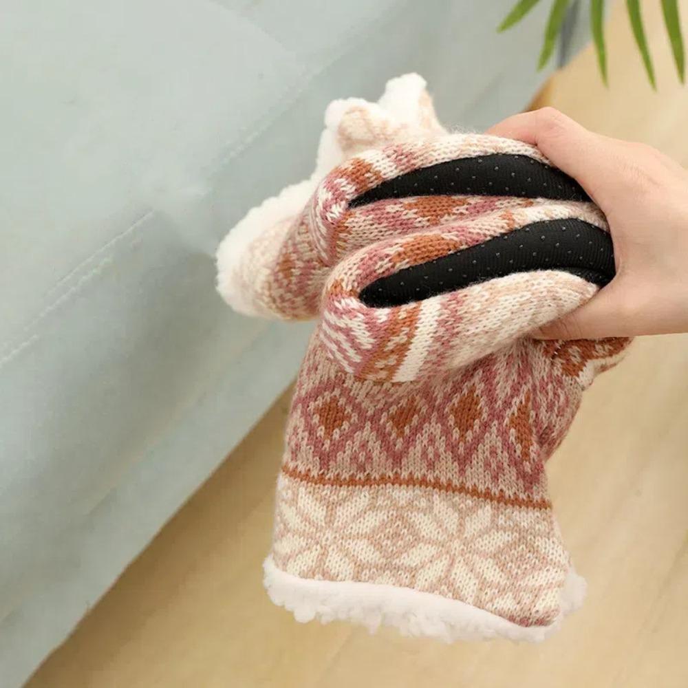 Мягкие флисовые носки-тапочки в полоску, зимние теплые носки, милые толстые термоноски для женщин