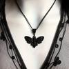 Gothic Style Black Moth Pendant Necklace Alloy Chain Necklace Perfect Accessory For Women Halloween Party Jewelry Gift