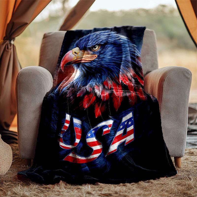 Eagle Flannel Blanket Soft Warm All-Season Throw, Design for Camping, Car Travel, Hiking Sofa, Bed, Office Perfect Gift for Parties