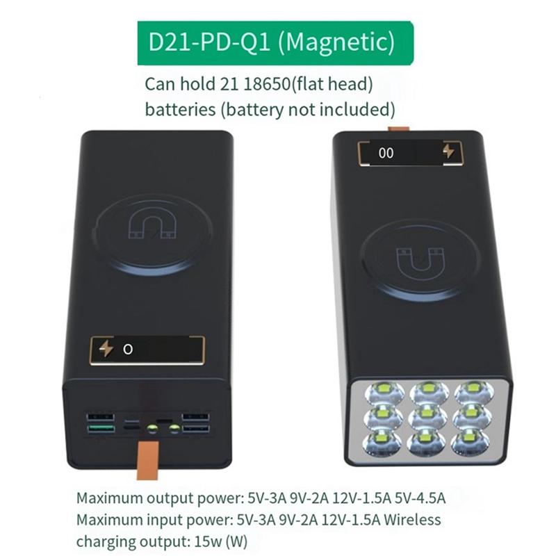 A20F - Портативный DIY Мобильный Power Bank Внешний 21x18650 5V Безпаечный Корпус Коробки для Зарядки и Хранения Аккумуляторов USB Type C