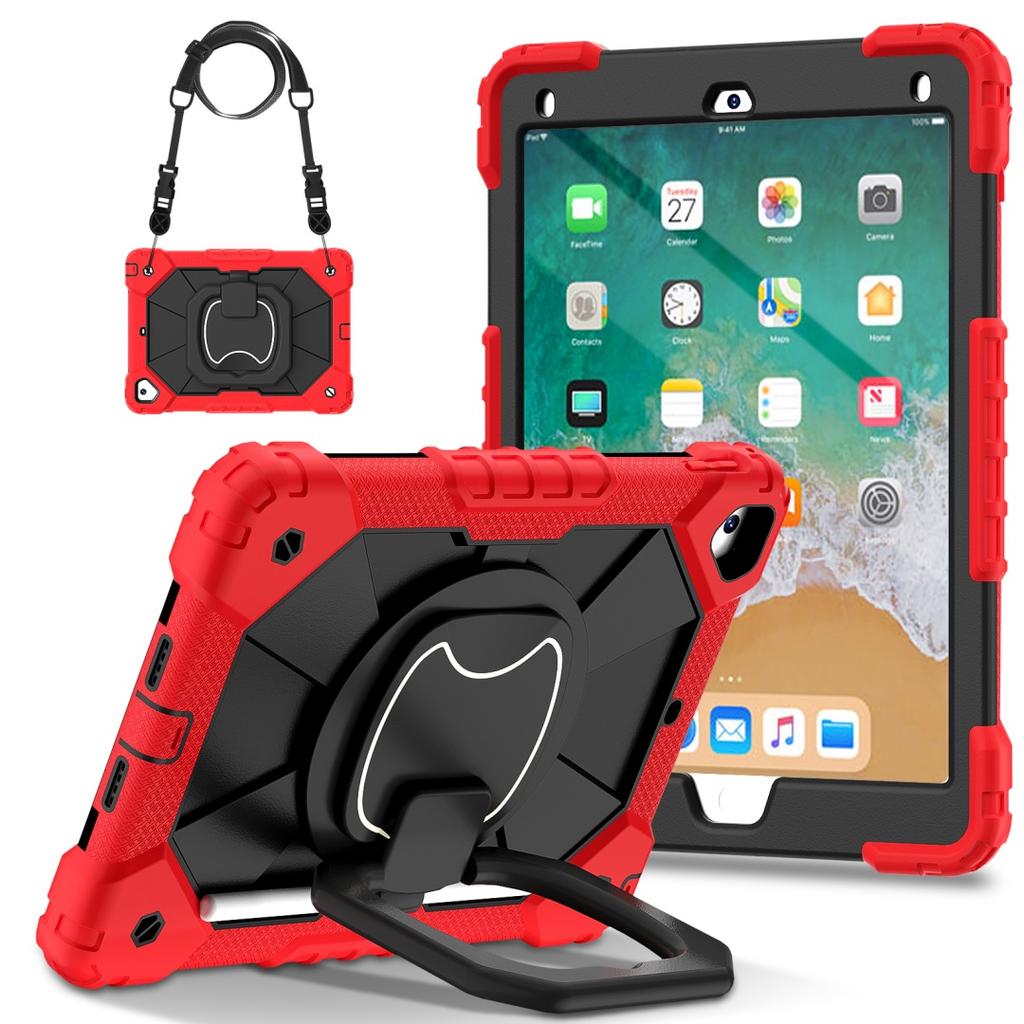For Apple iPad 9.7 (2017) 360° Rotating Grip Heavy Duty Protection Stand TPU+PC 3in1 Anti-knock Shockproof Tablets PC Case