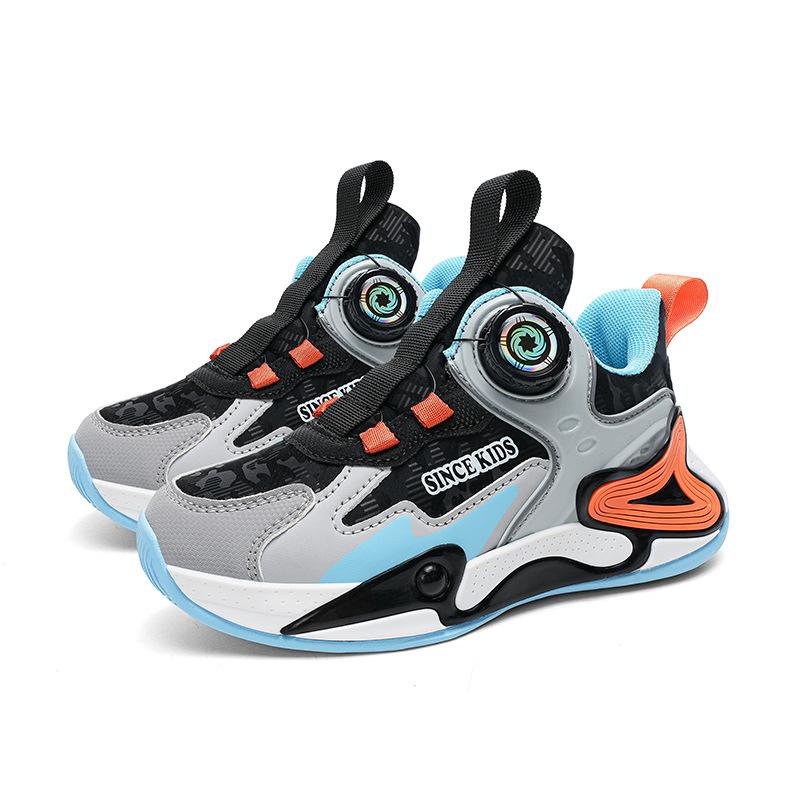 Boys Shoes 2025 Spring and Autumn Models Mesh Breathable Children's Sports Shoes Leather Surface Medium and Older Children's Running Shoes Youth Bas