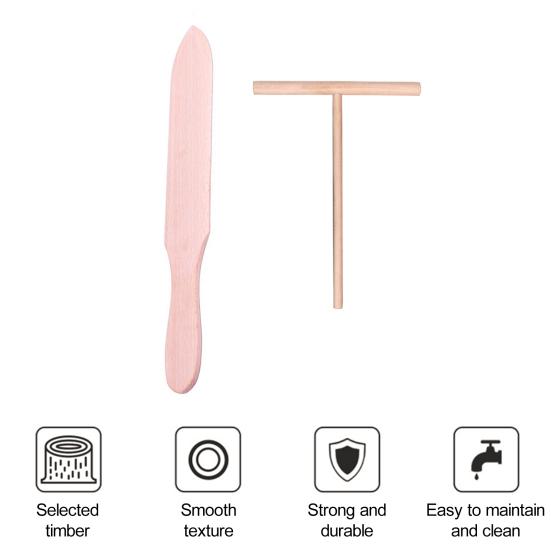 1 Set Pancake Spatula Non-stick Wooden Crepe Spreader Durable Convenient Pancake Tool for Home Kitchen
