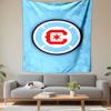 Red and Blue Hockey Team Logo Patterned Tapestry Decorative Wall Hanging, Home Bedroom Living Room Decor