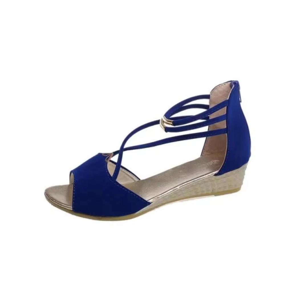 Летние новые сандалии в корейском стиле женские на танкетке удобные универсальные сандалии на среднем каблуке с открытым носком для студентов повседневные сандалии оптом