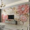 Photo Wallpaper 3D Marble Embossed Fashion Flower Mural Living Room TV Background Wall Home Decor