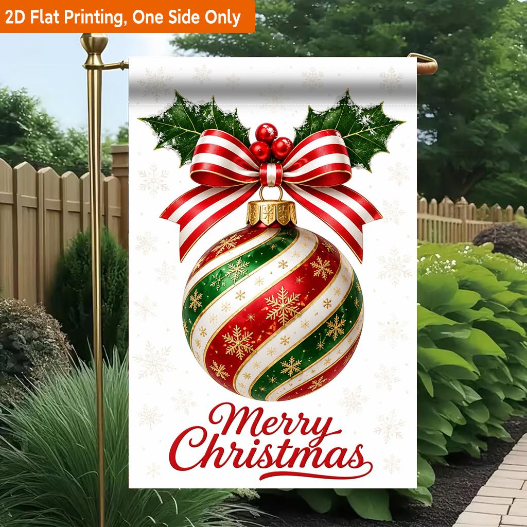 2D Flat - 2D Flat Printing Garden Flag 1pc, Festive Ornament with Ribbon Durable Single-Sided Print Yard Flag, Garden And Home Holiday Decoration, 29.