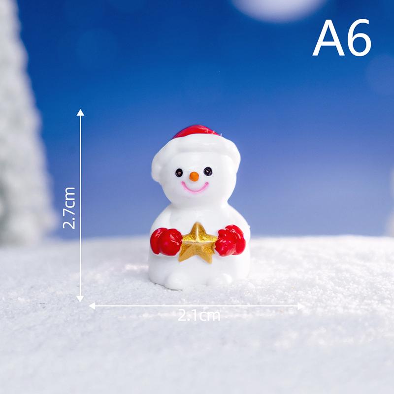 Мини-статуэтка снеговика из смолы на Рождество, модель микроландшафта, миниатюрная садовая фигурка, украшение для дома на год, декор