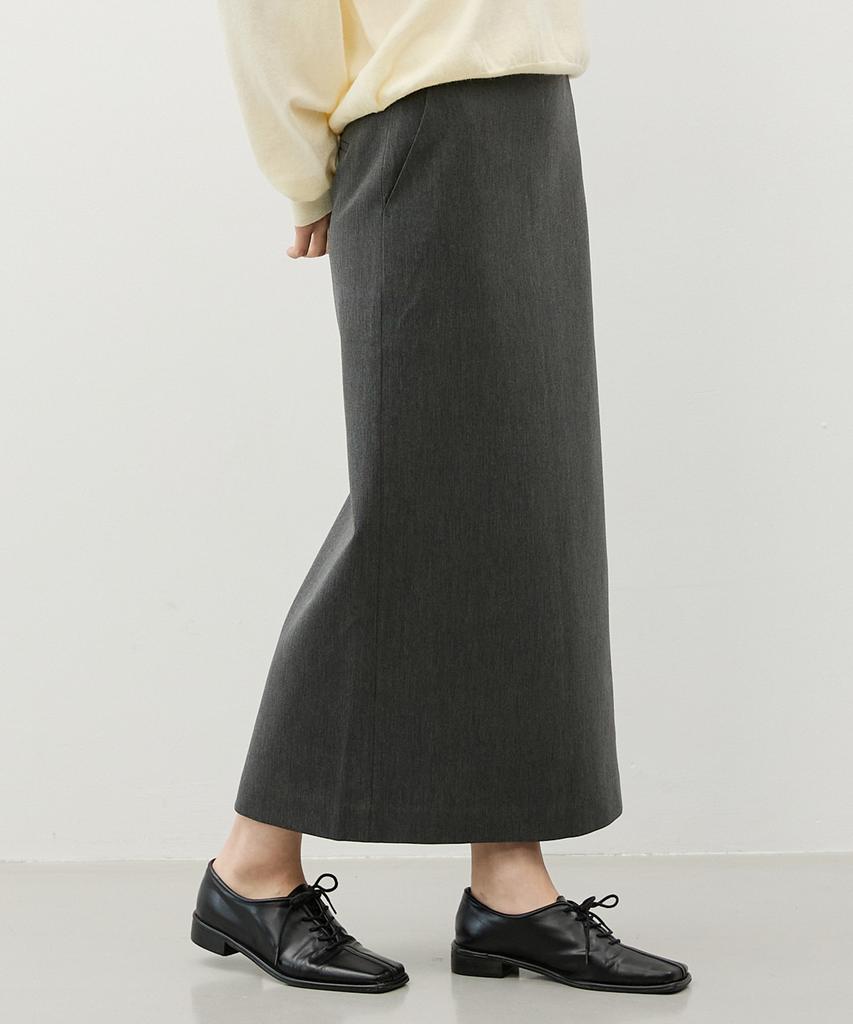 City Breeze Cashmere Ball-Line Long Skirt_Charcoal