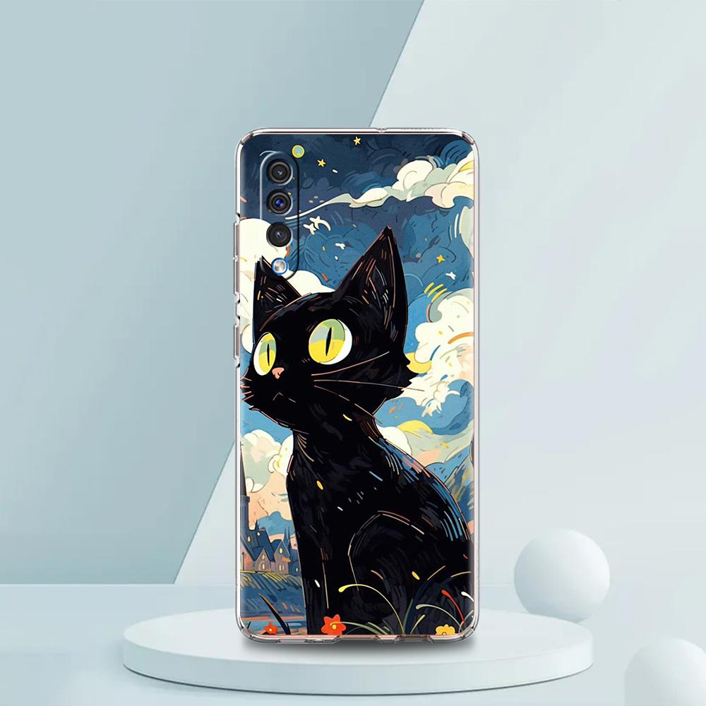 Художественный Черный Кот Звездная Ночь Чехол Для Samsung A16 A14 A12 A22 A32 5G A34 A42 A52 A54 A50 A70 A30 A40 A20E A10S A02S A04S A06