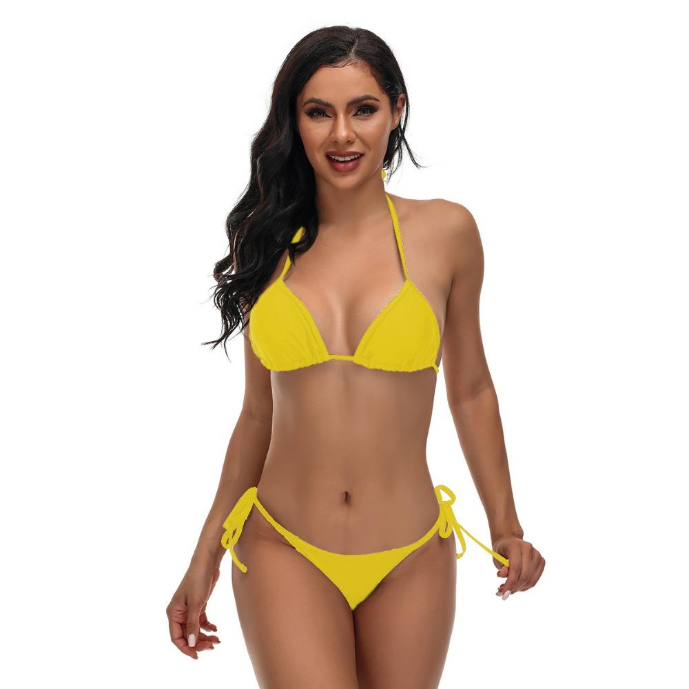 Европейский и американский сексуальный раздельный бикини с бретельками и треугольным вырезом