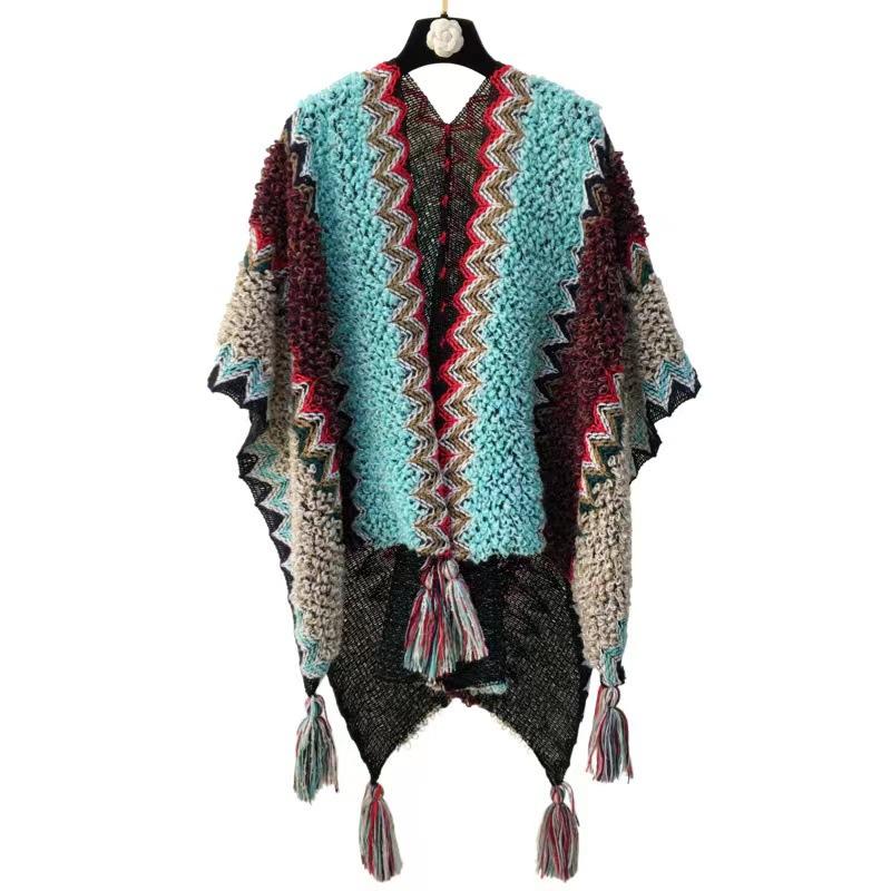 Women Shawl Wraps MODERN NEW SAGA Spring Wool Scarf Knitted Cardigan Wool Stoles Autumn Winter Female Shawls Knit Tippet