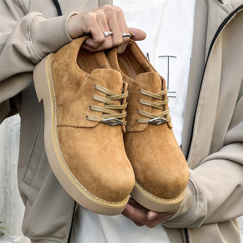 Мужские туфли дерби 2025 новые британские высококлассные универсальные мужские туфли на низком ходу, туфли на платформе, ретро туфли с большой головой