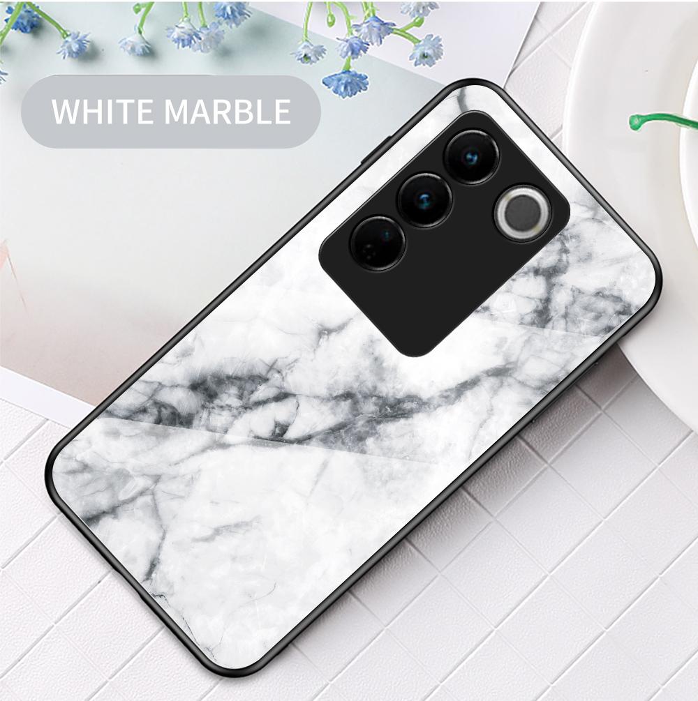 Чехол для Vivo IQOO 11 Z7 Z7X V27 V27e V29 Pro Lite V19 Y02 Y02A Y17S Y78 Y36 Y27 4G 5G, чехол из мраморного закаленного стекла, задняя крышка