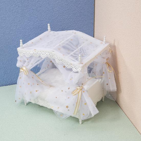 Functional Realistic Cosplay Portable 1/12 Dollhouse Princess-style Bed Accessories Home Decor