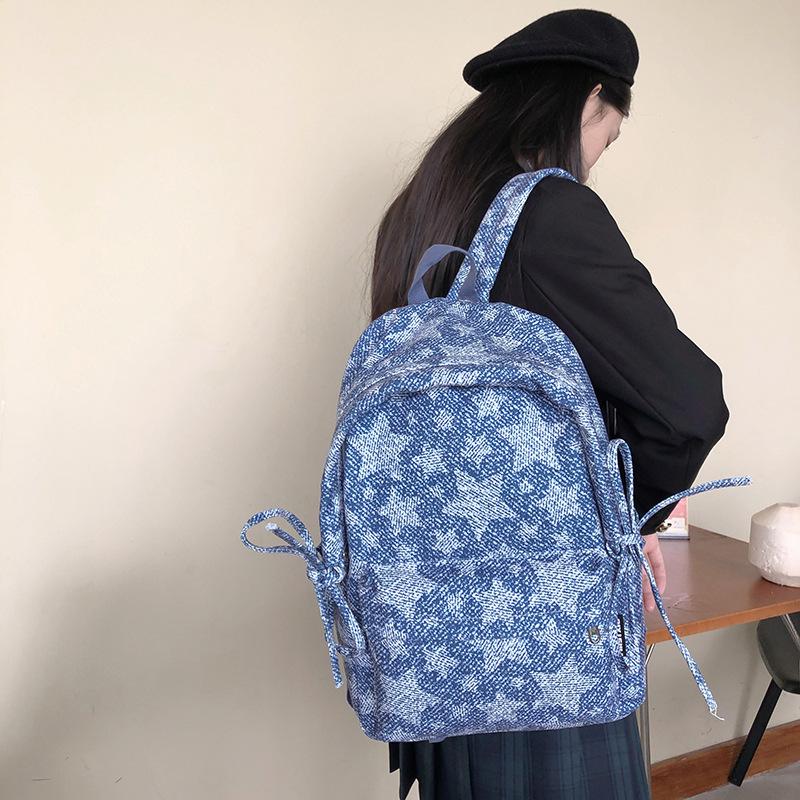 Schoolbag high value ins sweet wind girl bow plaid backpack Han Faner design sense primary and secondary school backpack