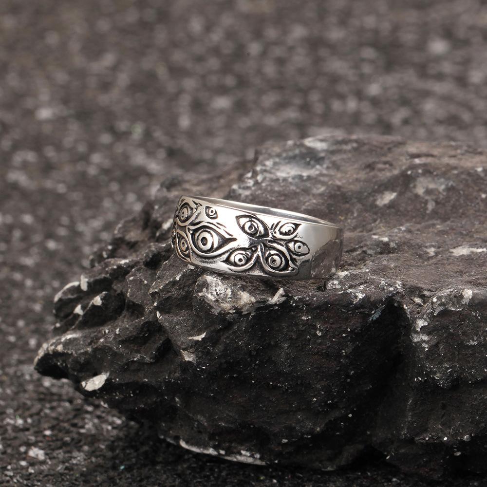 Подарок унисекс женский рок панк хип-хоп кольцо на палец много размеров серебряный цвет резные глаза кольцо