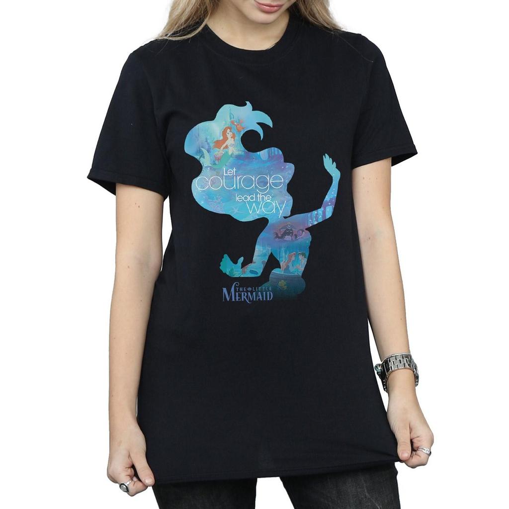 Disney Princess Womens/Ladies Ariel Filled Silhouette Cotton Boyfriend T-Shirt