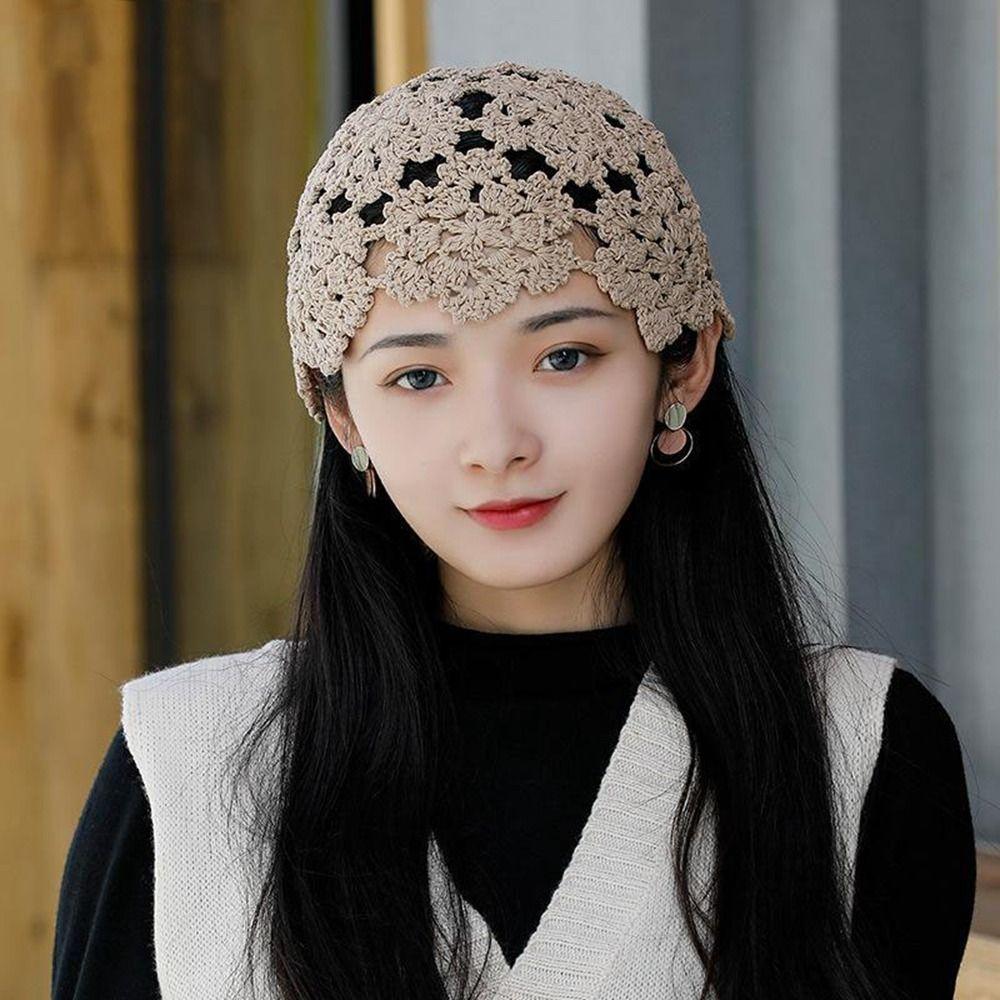 Basin Hat Hollow Flower Knitted Hat Panama Cap Beanies Fashion Crochet Bucket Hat Girls