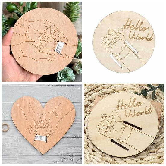 Wooden Baby Birth Wristband Display Board with Base Smooth Edge Burr Free