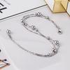 925 Серебряный пляжный ножной браслет для женщин, богемные простые браслеты с двойной цепочкой, летний браслет на ногу, ювелирные изделия