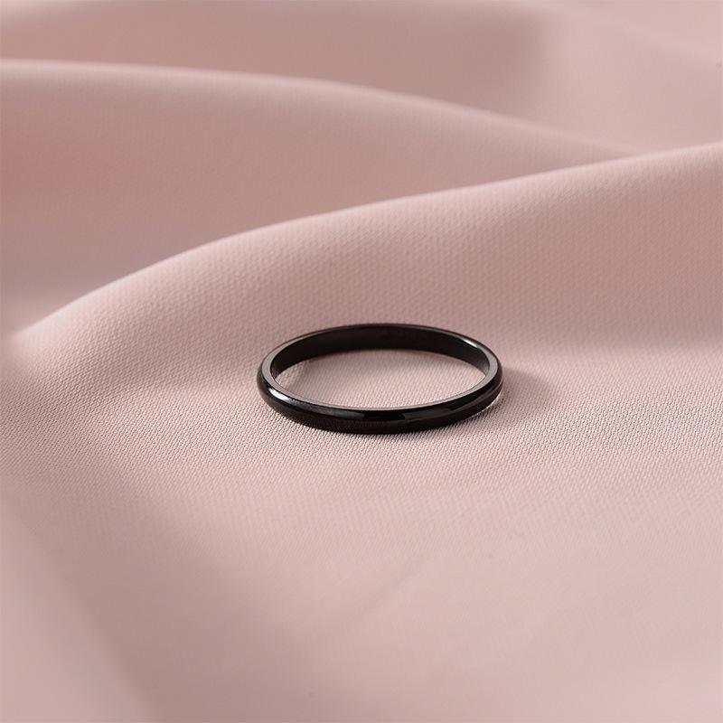 Женское кольцо из розового золота 18 карат и полированной титановой стали - Европейская/американская мода, нержавеющая сталь, простой дизайн