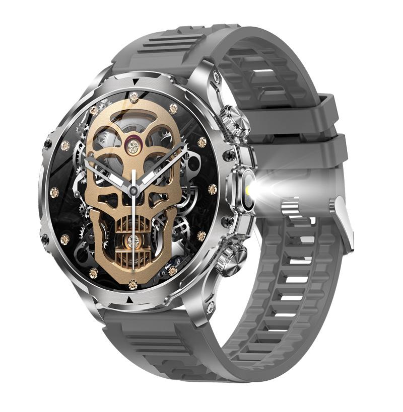 AK75 Smart Watch Flashlight 1.9inch Men Outdoors Sports Fitness Tracker 700mah Large Battery BT Calling LED Light Smartwatch