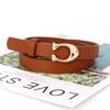 Pu Womens Leather Belt With C Alphabet Buckle Design For Office Casual Wear