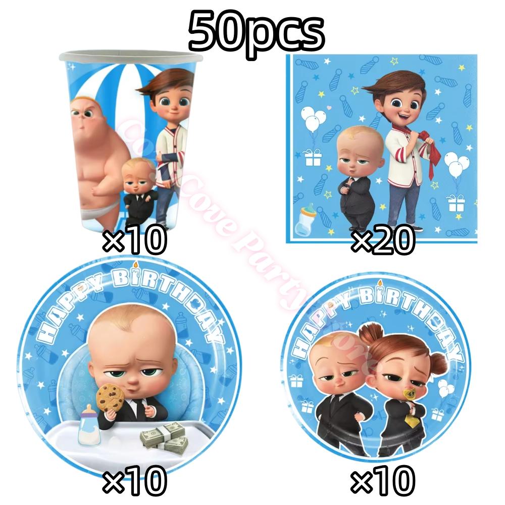 Bossed Baby Theme Birthday Party Decoration Newborn 1St Tableware Set Plate Cup Balloons For Kids Baby Shower Party Faovrs Gifts