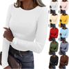 Women's Autumn And Winter Slim Bottom T-shirt Fashion Casual Solid Color U Neck Pullover Long Sleeve Top