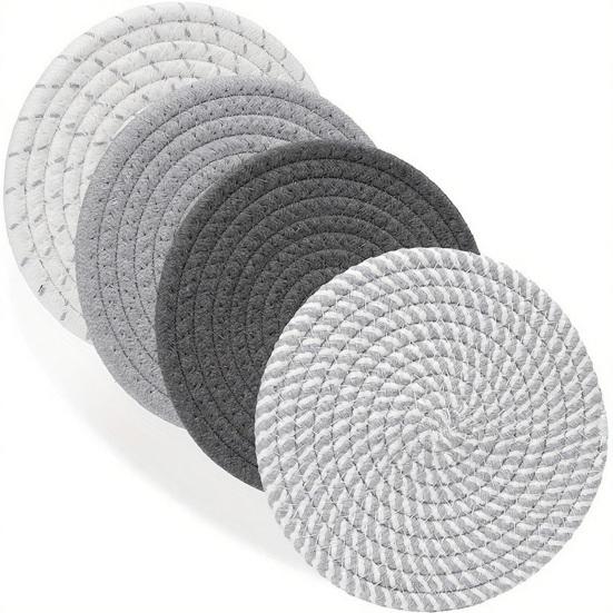 Набор подстаканников из хлопка в стиле бохо с держателем. Впитывающие, термостойкие подставки для кухни, столовой. Нескользящие, многоразовые. Рустикальный декор для дома для чашек, кружек