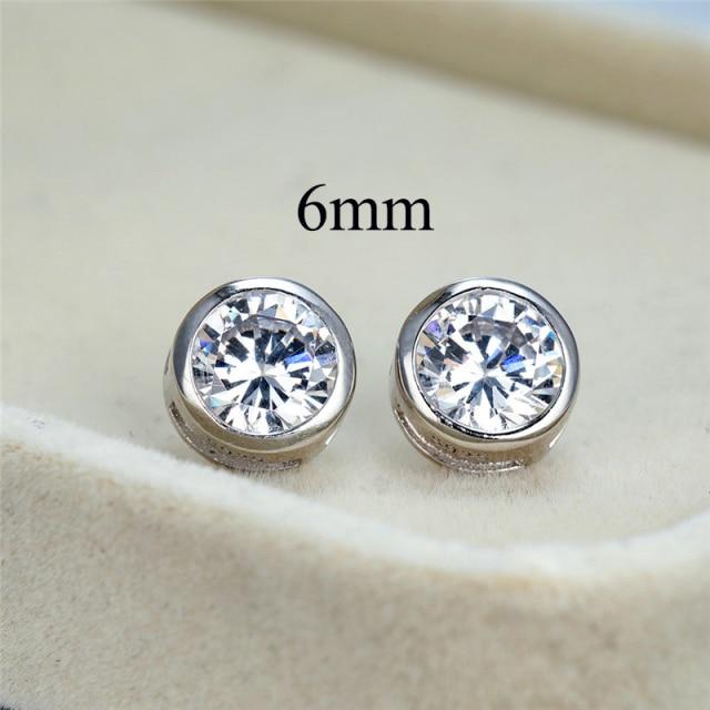 Серьги-пусеты женские из лабораторного сапфира Tone White, для свадьбы, помолвки, 6/7/8 мм, круглые