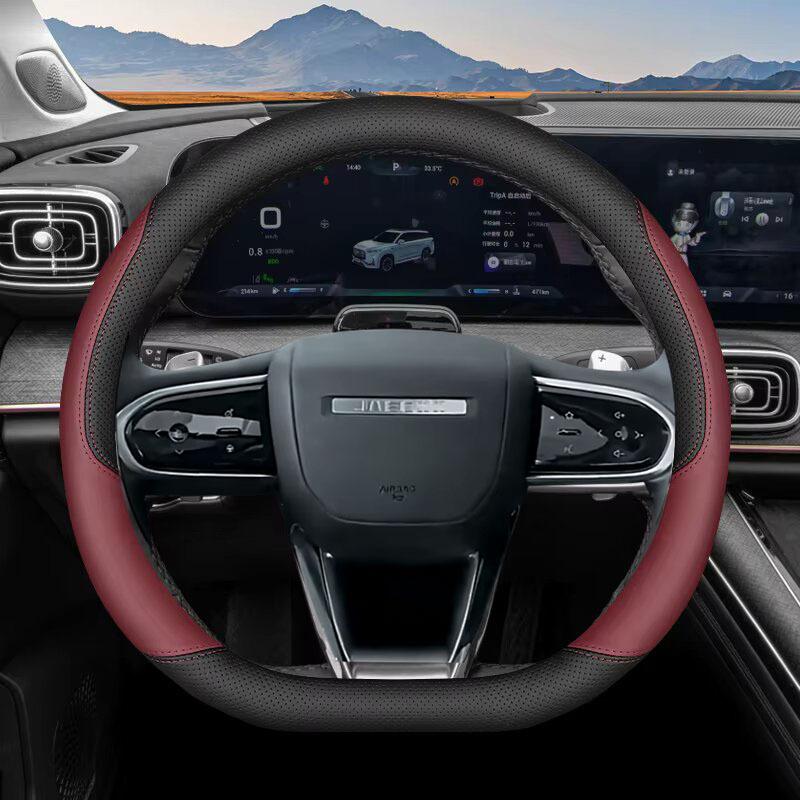 Leather Car Steering Wheel Cover For Chery Jaecoo J5 J7 PHEV 2024 2025 Non-slip Auto Steering Wheel Chery Jaecoo J5 Accessories