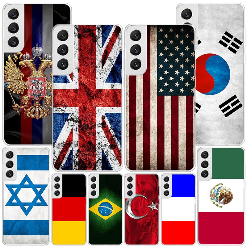 Чехол для телефона Samsung Galaxy S26 S25 Edge S23 S24 Ultra S22 Plus S21 S20 FE с национальным флагом RU FR UK, уникальная мягкая накладка Coque