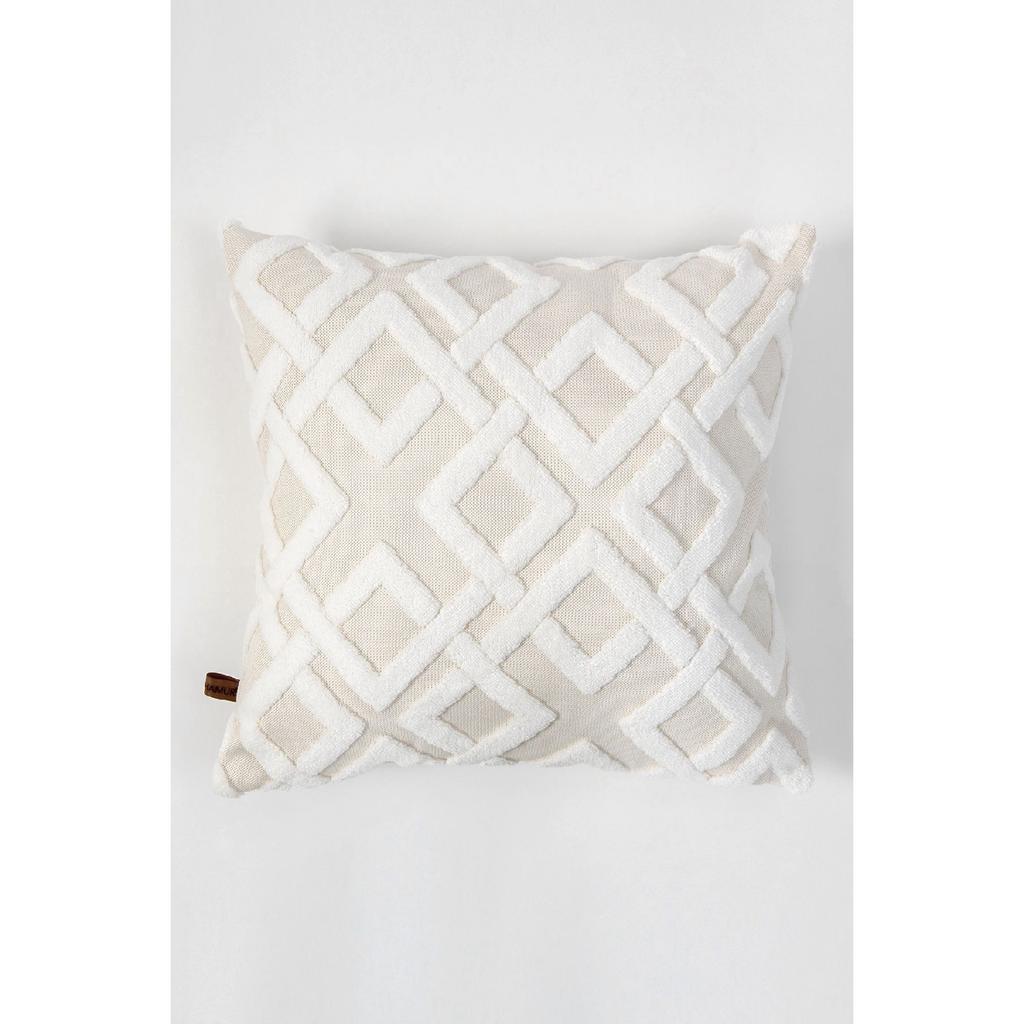 Bohemian Special Design Punch Pattern Decorative Throw Pillow Cover Mila Ecru